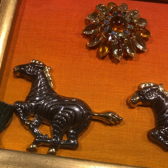 FRAMED JEWELRY ART COLLAGE “AFRICAN PLAINS “ SUNSET OMBRÉ COLORS UNIQUE HANDMADE - Picture 4 of 8